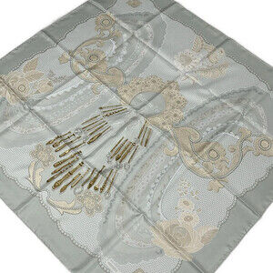 Hermes Carre 90 Light Gray Beige Multi #358600H67B